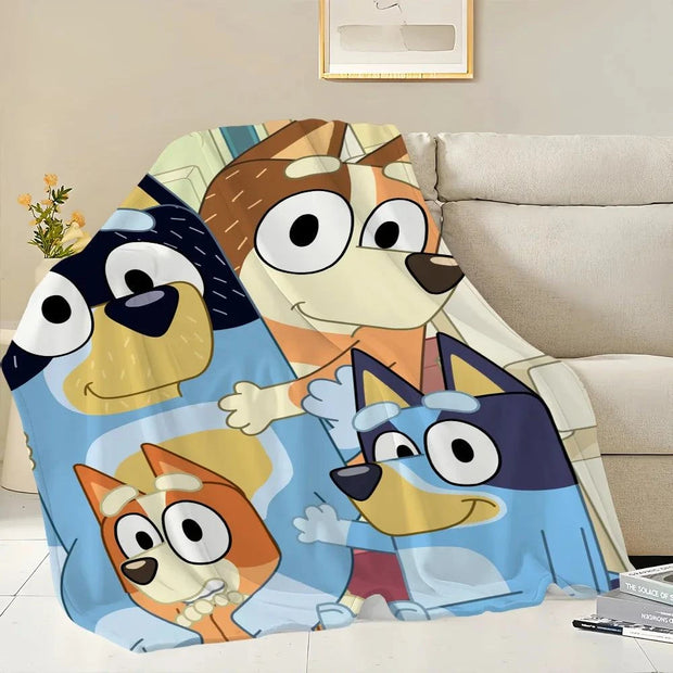 Cartoon Cute B-Bluey-S Dog Blanket Skin friendly comfort warm soft