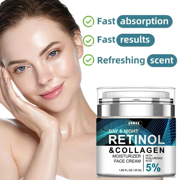 Sumax Retinol Collagen Face Cream with Hyaluronic Acid 5% - Moisturizing, Firming, Brightening, 50ml.