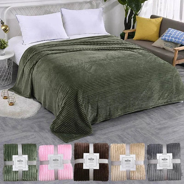 1PC Flannel Throw Rug Blanket Light Luxury Solid Color Rabbit