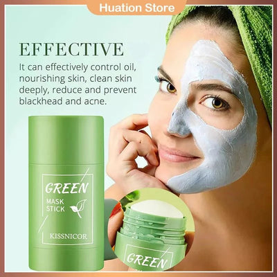 Green tea mask stick for removing blackheads, cleans pores, nourishes skin, 40g.