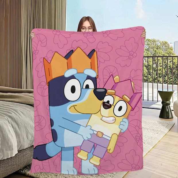 Cartoon Cute B-Bluey-S Dog Blanket Skin friendly comfort warm soft