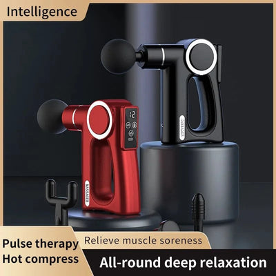 Square Massage Gun with pulse therapy and hot compress for deep relaxation and muscle soreness relief.