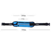 Running pouch belt with adjustable straps and zipper pocket for jogging and fitness.